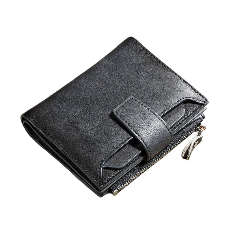 Men Genuine Leather Bifold RFID-Blocking 18 Card Slot Retro Large Capacity Foldable Holder Wallet Coin Purse Driver's License