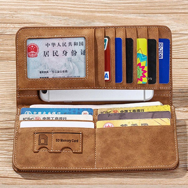 Vertical PU Leather Wallet 13 Card Slots Card Holder Casual Bill Holder For Men