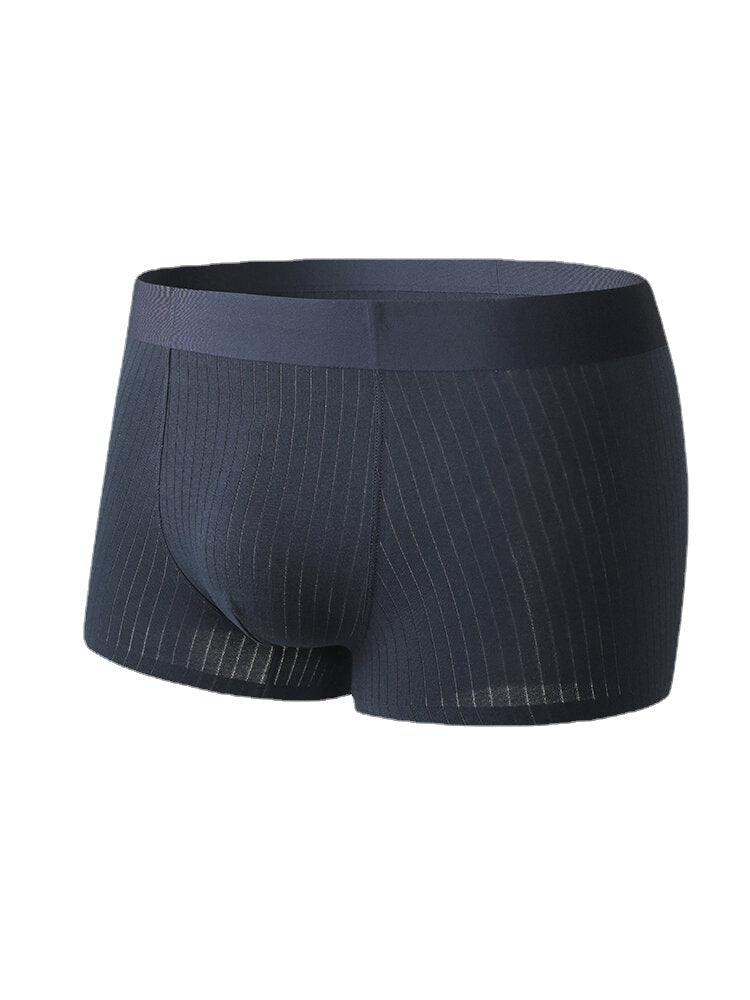 Mens Cotton Seamless Breathable Antibacterial Solid Home U Convex Pouch Boxers