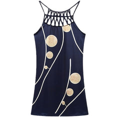 Women's Casual Dress Halter Neck Dress Midi Dress Leopard Black Wine Sleeveless Geometric Cut Out Summer Spring Halter Fashion Vacation Print Dresses