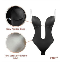 Women's Invishaper-Plunge Backless Bra Shaper Bra Bodysuits Seamless Thong Women's Deep V-Neck Clear Strap for Parties Dresses