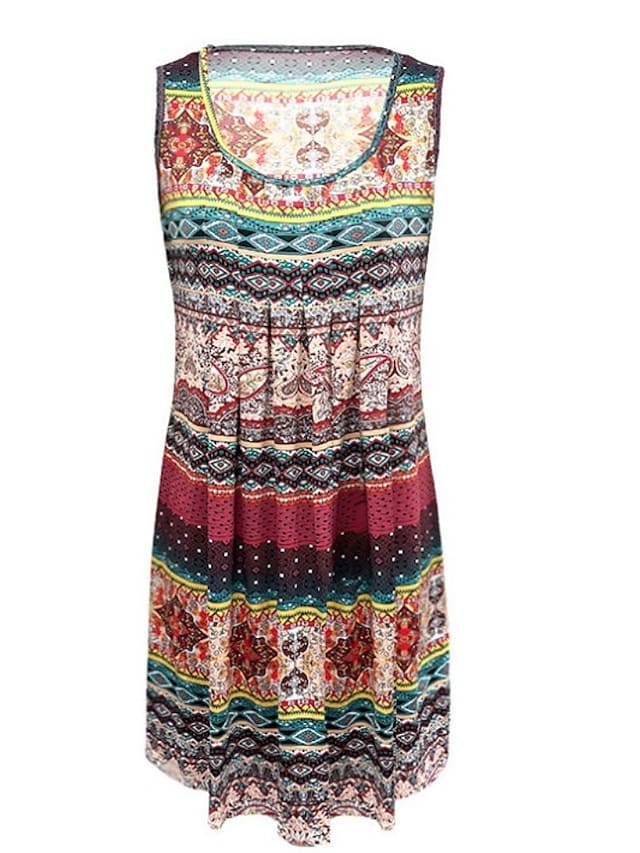 Women's Sleeveless Print Casual Boho Dresses