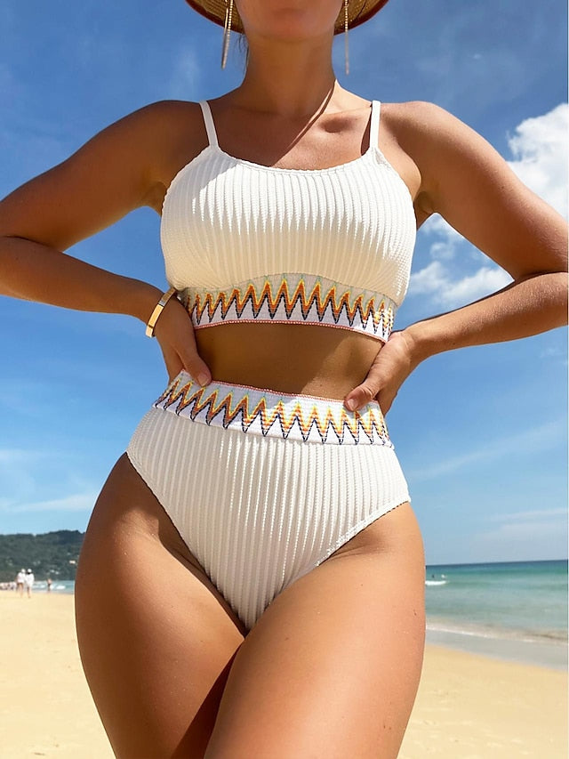 Women's Swimwear Bikini Normal Swimsuit 2 Piece Plain Black White Pink Orange Green Bathing Suits Sports Beach Wear Summer