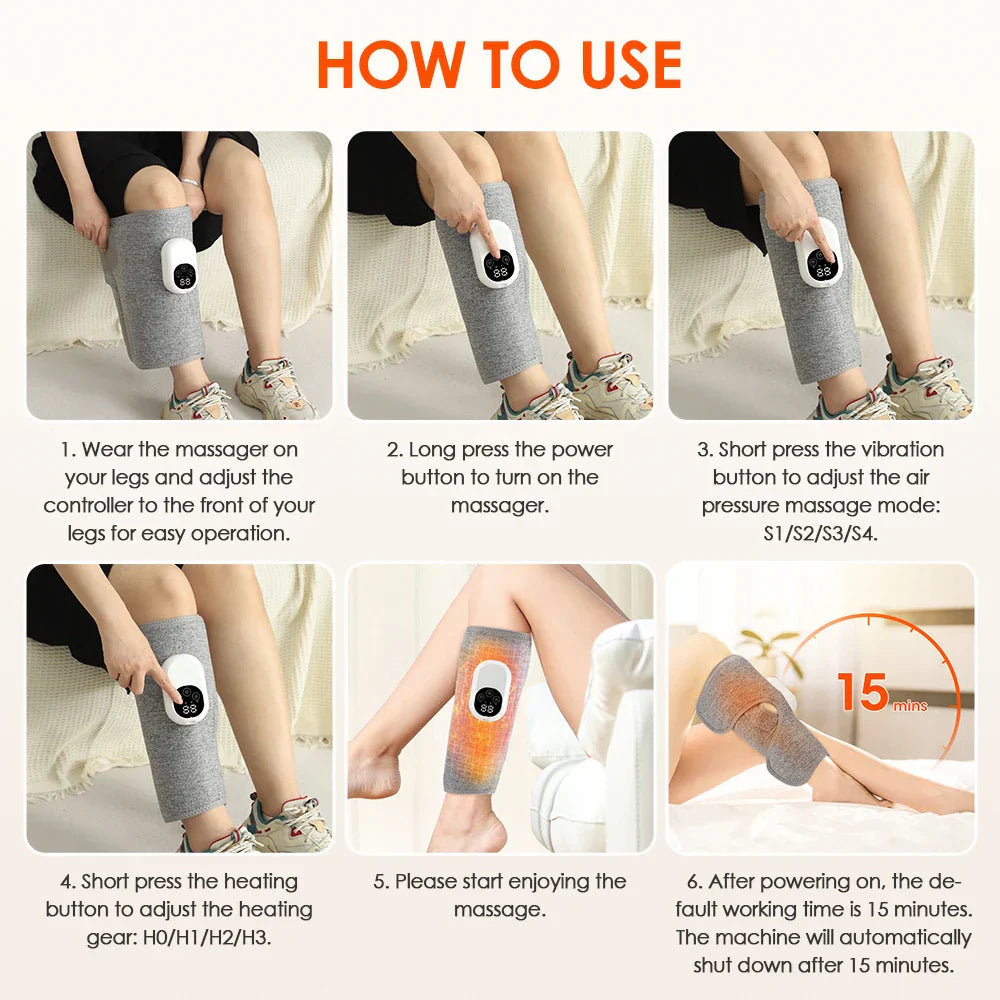 Electric Calf & Leg Massager with Heat for Blood Circulation, Air Pressure Muscle Relaxation Machine