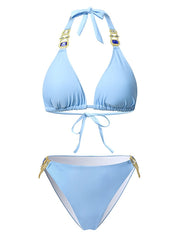 Women's Swimwear Bikini 2 Piece Normal Swimsuit Glitter Solid Color White Black Blue Purple Yellow Plunge Bathing Suits Sexy Vacation Fashion / New / Padded Bras