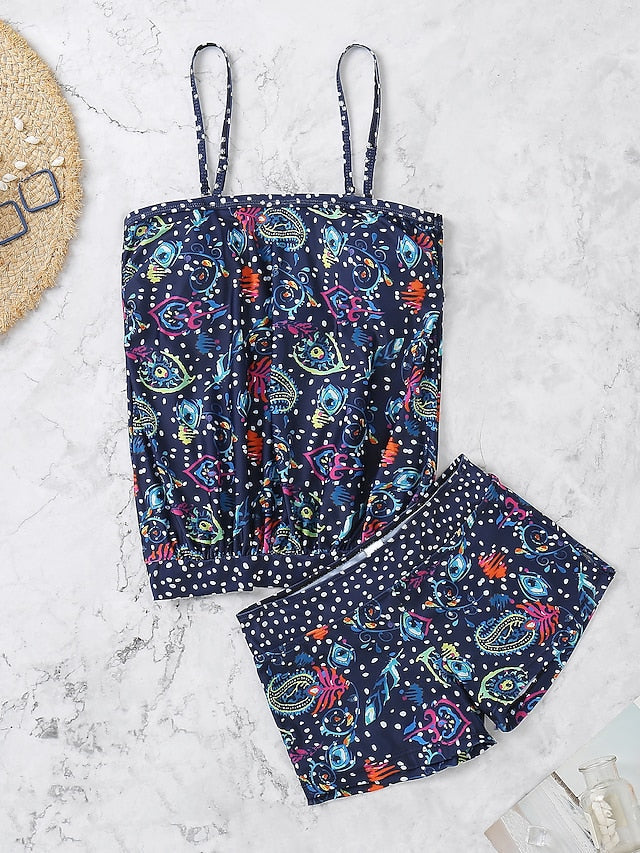 Women's Swimwear Tankini 2 Piece Normal Swimsuit Modest Swimwear Slim Dot Orchid 41 Blue dot 41 Bathing Suits New Casual Sexy / Padded Bras