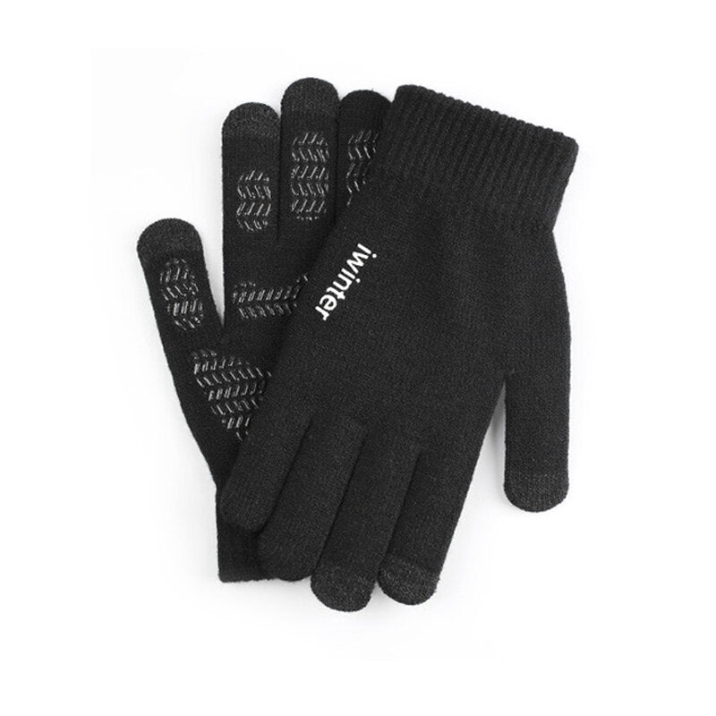Winter Men's Cycling Knitted Gloves Touch Screen Thicken Wool Mitten Outdoors Anti-slip Warmer Gloves