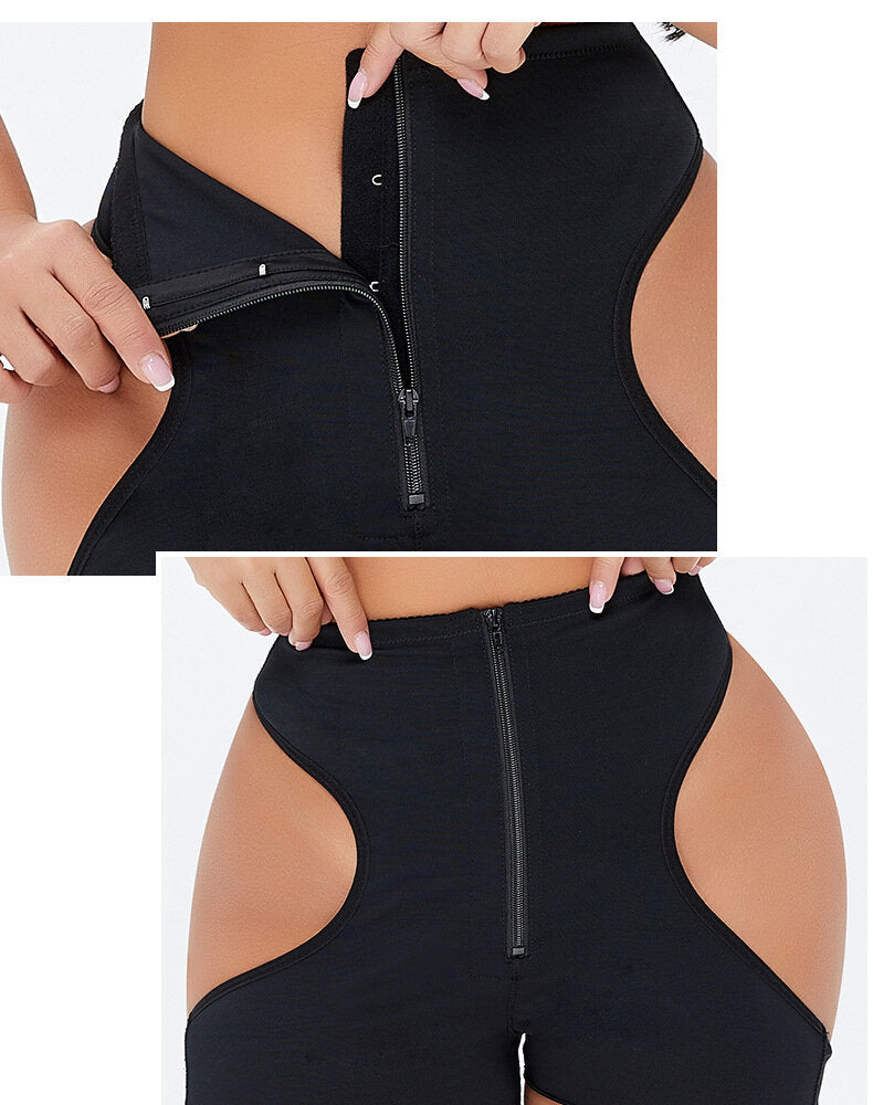 Women Zip Front Cut Out Breathable Hip Lift High Waist Panty Body Shaper Shapewear