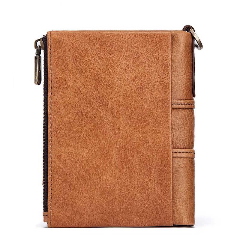 Men RFID Genuine Leather Coin Bag Detachable Card Holder Wallet