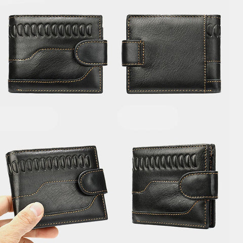 Men Genuine Leather Cowhide Retro 8 Cards Slot License Card Bag Wallet