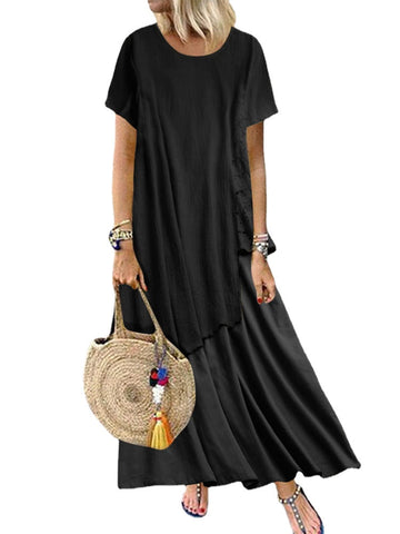 Bohemian Lace Patchwork Summer Plus Size Maxi Dress