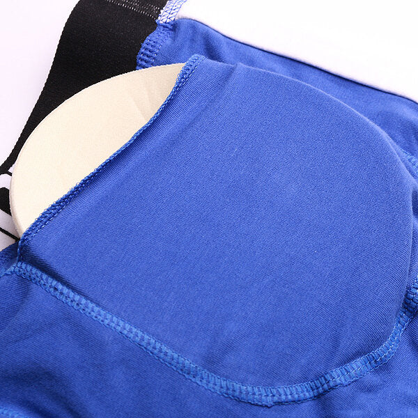 Hip Lifting U Convex Cotton Comfy Boxer Briefs  with Cup Pads for Men