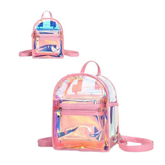 Women 2Pcs Transparent Jelly Multi-carry Mini Backpack Crossbody Bag Handbag