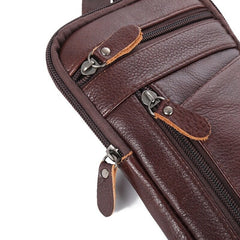 Men Genuine Leather Multi-carry Anti-theft 6.5 Inch Phone Bag Crossbody Waist Sling