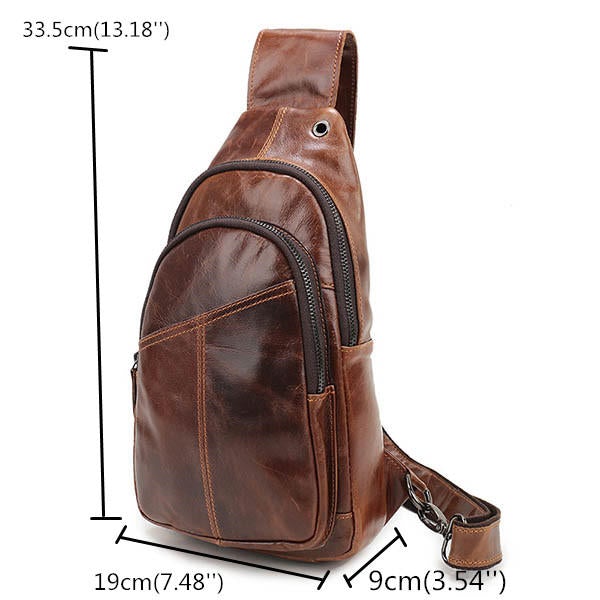 Men Vintage Genuine Leather Retro Crossbody Bag Chest