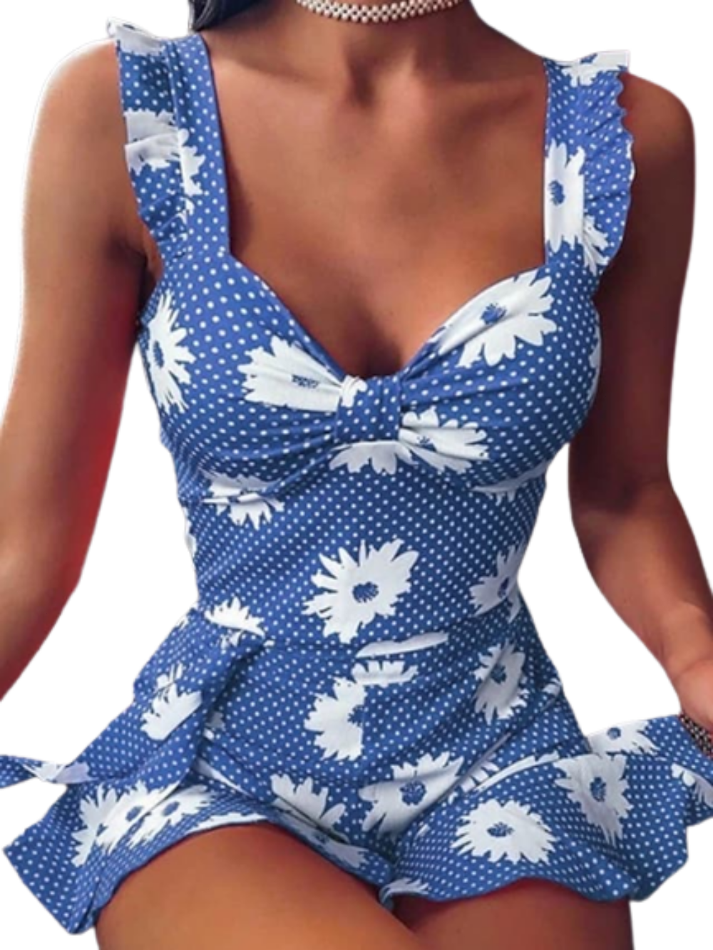 Women's Strap Sleeveless Floral Print Cold Shoulder Dress