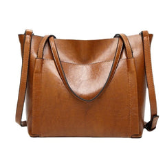 Women Oil Leather Tote Handbags Vintage Shoulder Capacity Crossbody Bags