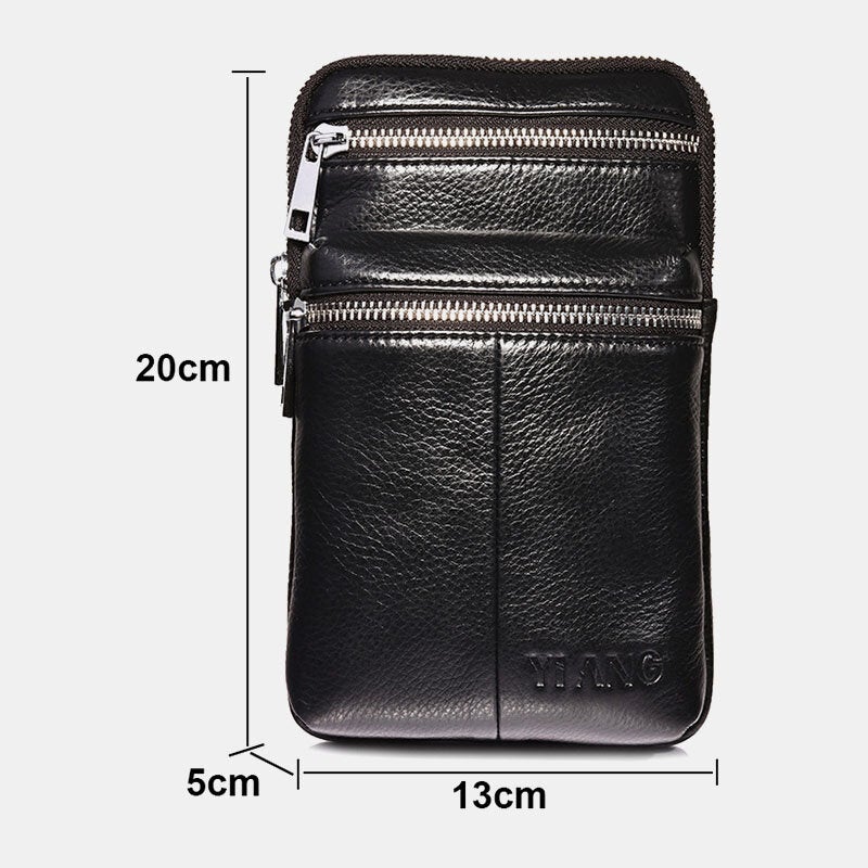 Men Genuine Leather Belt Bag Casual Crossbody Shoulder