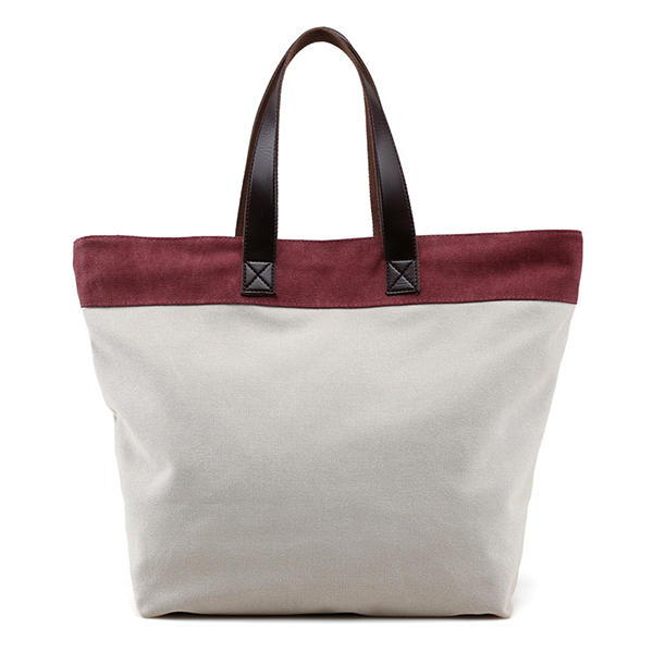 Women Canvas Hit Color Tote Bag Casual Handbag Shoulder