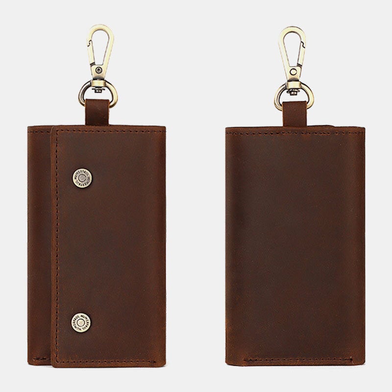 Men Genuine Leather Retro Easy Carry Brief Car Key Case Keychain Wallet Coin Purse