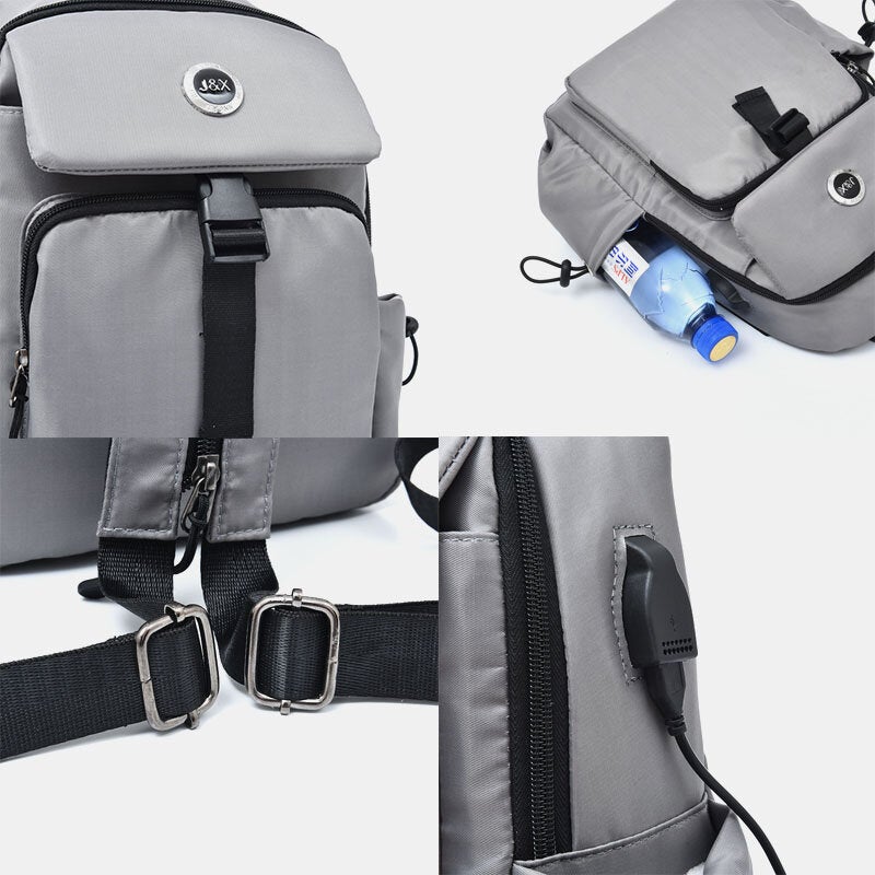 Men USB Charging Multi-carry Multi-Layers Waterproof Crossbody Bag Chest Sling Backpack