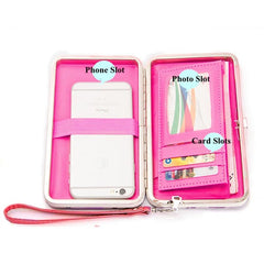 Women Candy Color Bowkot 5.5 Inch Phone Wallets Case Hasp Long Purse Clutches