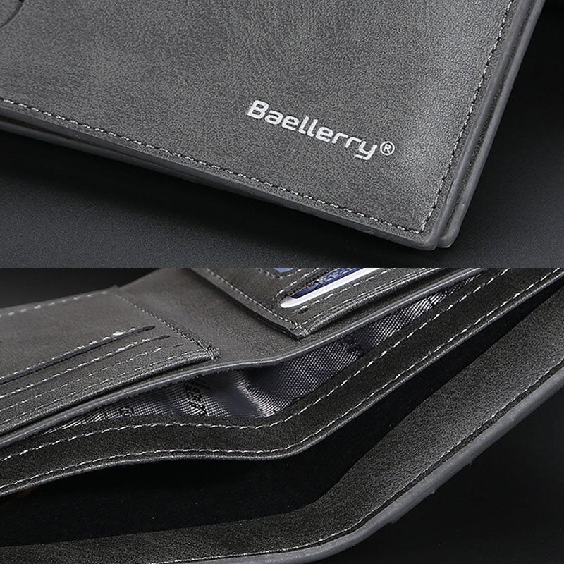 Men PU Leather Multi-card Slot Casual Thin Money Clip Card Holder Wallet