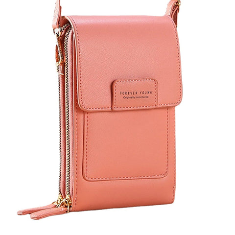 Women Multi-slots Flap Button Crossbody Bag Multi-pockets On The Back 7 Inch Phone Bag