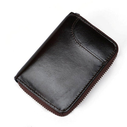 RFID Men And Women Genuine Leather 12 Card Slot Wallet Short Coin Purse