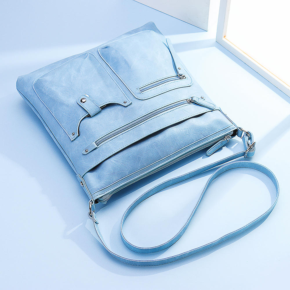 Women Faux Leather Multi-pocket Shoulder Bag Crossbody Handbag Large Capacity