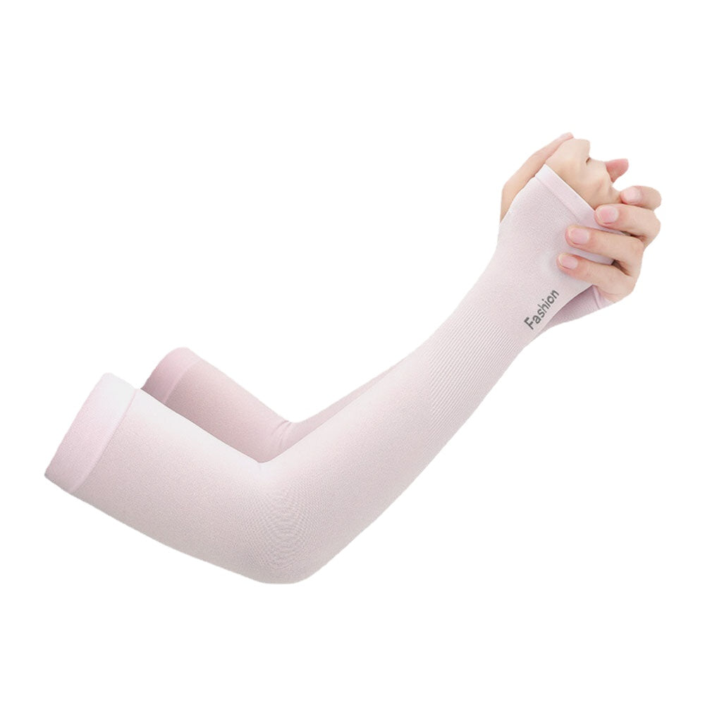 Women Ice Silk Solid Color Letter Printing Long Sun Protection Breathable Sleeves Glove