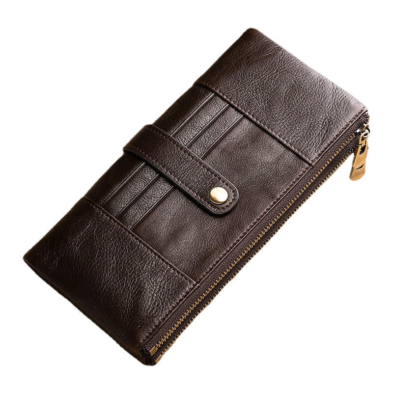 Men Genuine Leather RFID Blocking Vinatge Long Wallet Money Purse Phone Clutches Bag