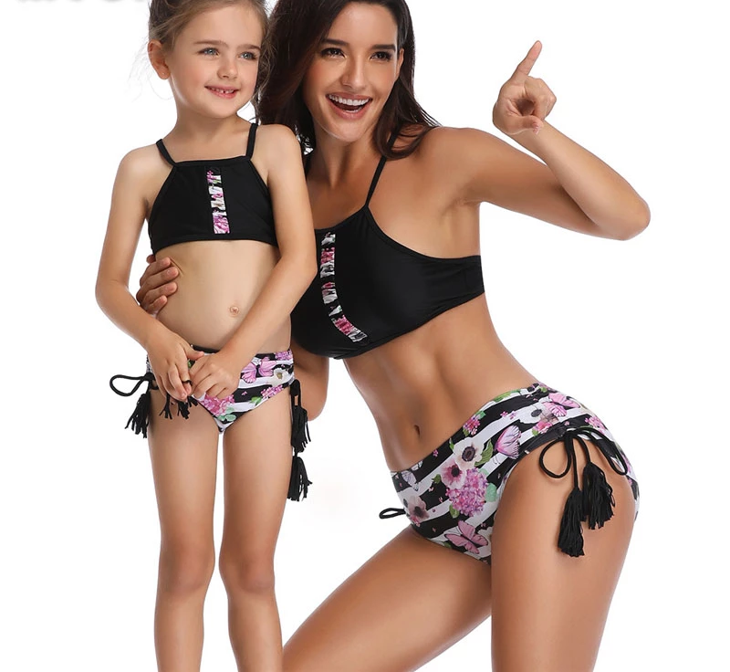 Floral Printed Clothes For Mother Daughter And Swimwear Bikini