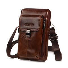 Men Genuine Leather Waist Bag Shoulder Phone