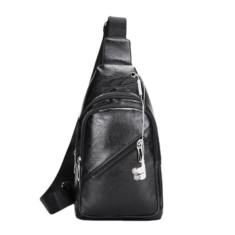 Men's Multi-pocket Crossbody Sling Bag with Earphone Hole