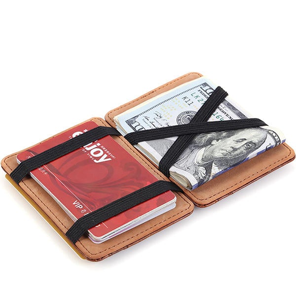 PU Money Card Clip Magic Wallet Casual Clutch Bus Card Bag