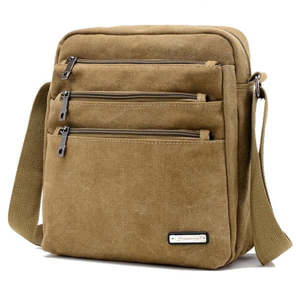 Men Canvas Outdoor Crossbody Bags Leisure Multi-Function Shoulder