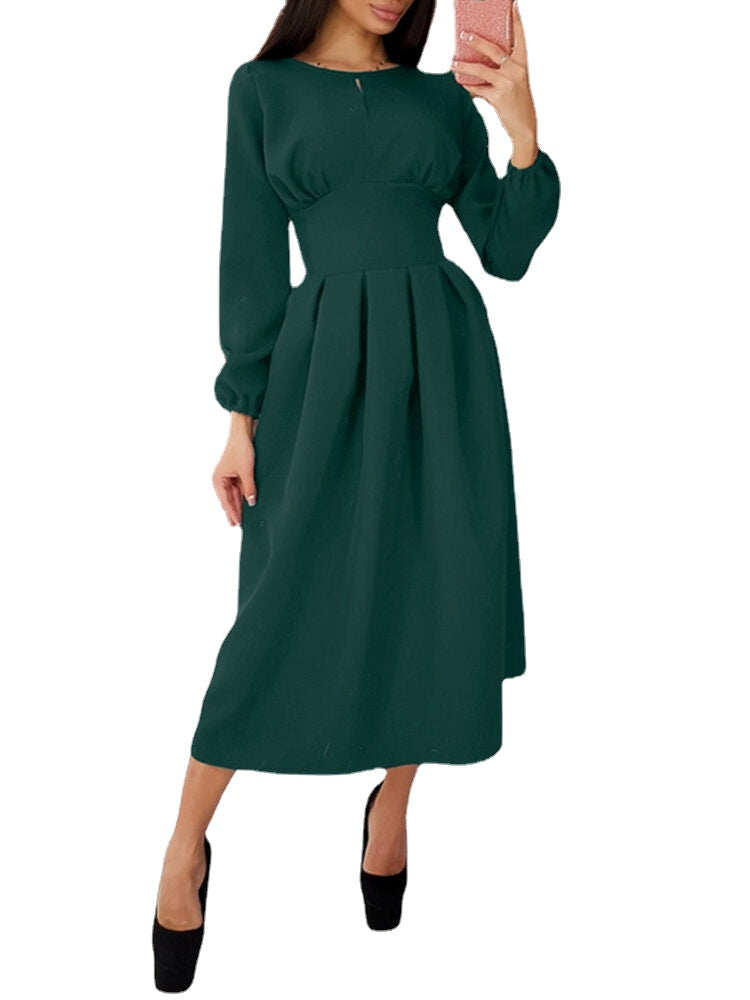 Women Puff Sleeve Party Elegant Calf Length Casual Midi Dresses