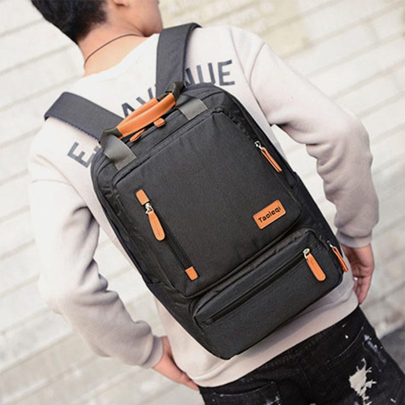 Men Women Fashion Large Capacity Multi-pocket Pure Color Backpack