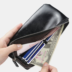 Men Faux Leather Long Phone Bag Zipper Wallet Card Holder Clutches Bag