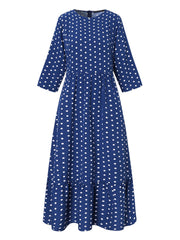 Polka Dot Pleats Splicing Casual Summer Dress For Women