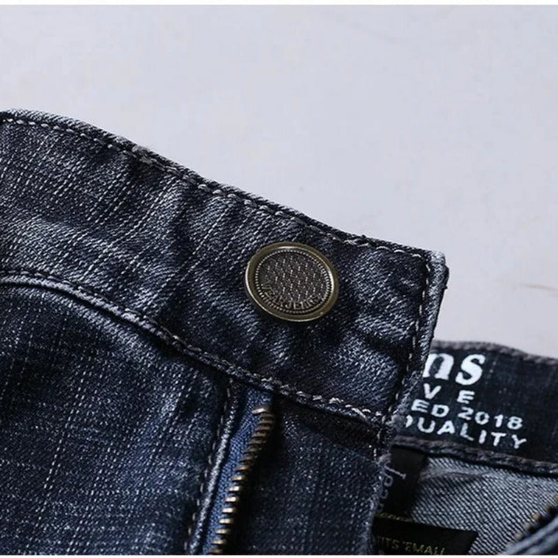 Men's Classic Straight Fit Stretch Jeans – Midweight Denim Trousers for Work & Casual