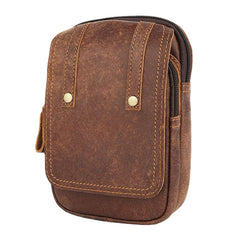 Men Matte Cowhide Waist Bag Multifunctional Large Capacity Vintage 6.3 Inch Phone