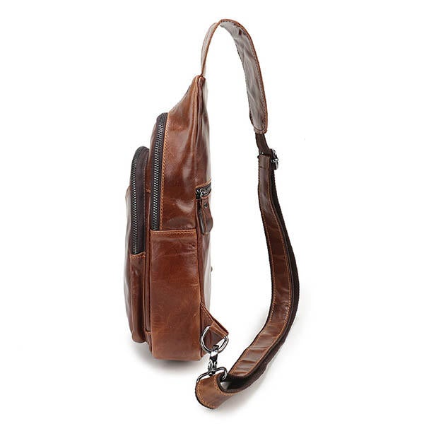 Men Vintage Genuine Leather Retro Crossbody Bag Chest