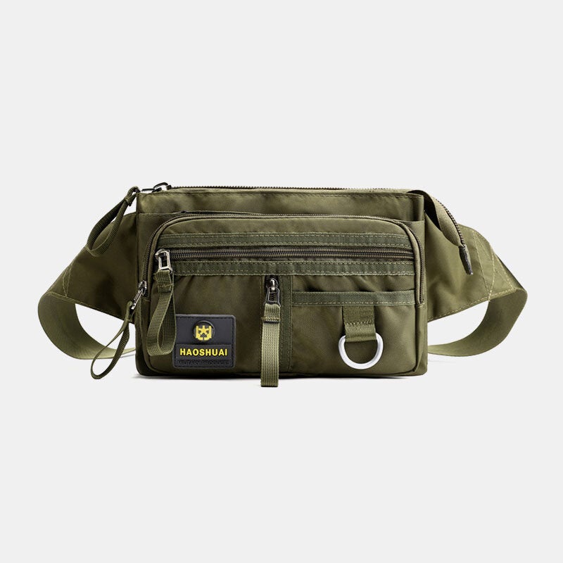 Men Nylon Multi-layer Large Capacity Chest Bag Multi-pocket Anti-theft Waist Bag Crossbody Shoulder