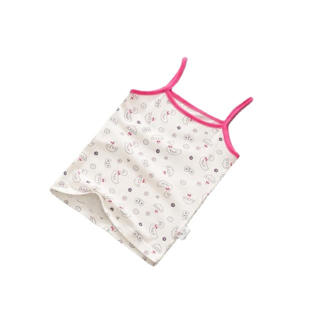 Fashionable Sweet Girls' Cartoon Print O-neck Cotton Vest