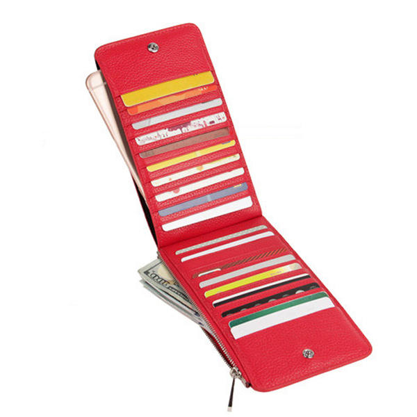 Men Women RFID Genuine Leather Long Wallet Credit Card Holder Zipper