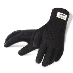 Winter Autumn Men Bike Knitted Gloves Touch Screen Male Thicken Warm Wool Cashmere Solid Gloves