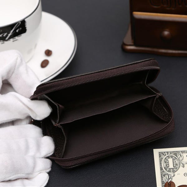 Men Short Genuine Leather Cowhide Coin Bag