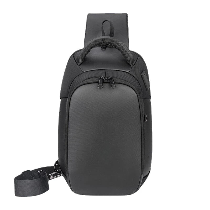 Men's Waterproof Crossbody Bag with USB & Headphone Port - Large Capacity